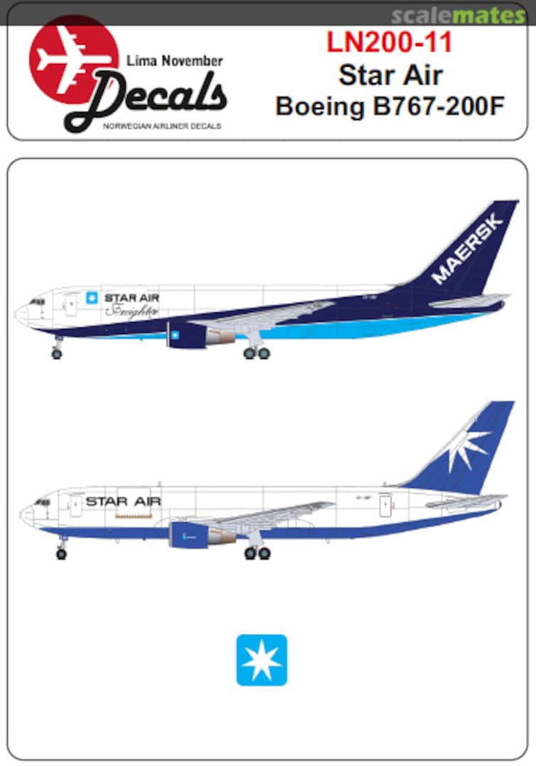 Boxart Star Air Boeing 767-200F old and new scheme. LN200-11 Lima November Decals Boxart Star Air Boeing 767-200F old and new scheme. LN200-11 Lima November Decals
