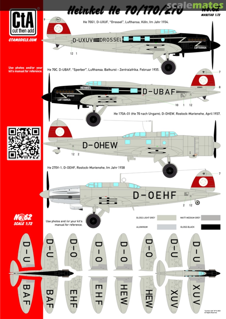 Boxart Heinkel He 70 / 170 / 270 062 CtA Models Boxart Heinkel He 70 / 170 / 270 062 CtA Models