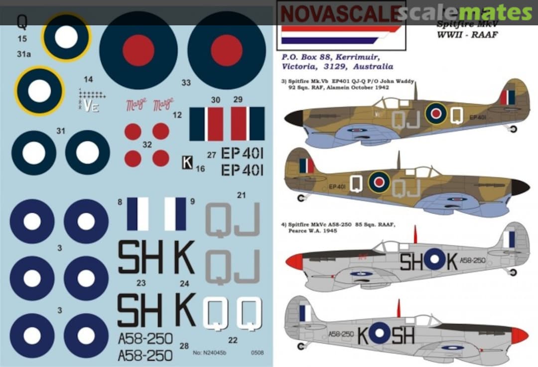 Boxart Spitfire Mk.Vb & Mk.Vc - RAAF N-24045b Novascale