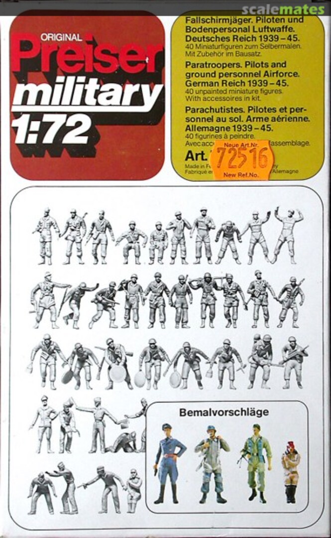 Boxart Fallschirmjäger. Piloten und Bodenpersonel Luftwaffe. 72516 Preiser Boxart Fallschirmjäger. Piloten und Bodenpersonel Luftwaffe. 72516 Preiser