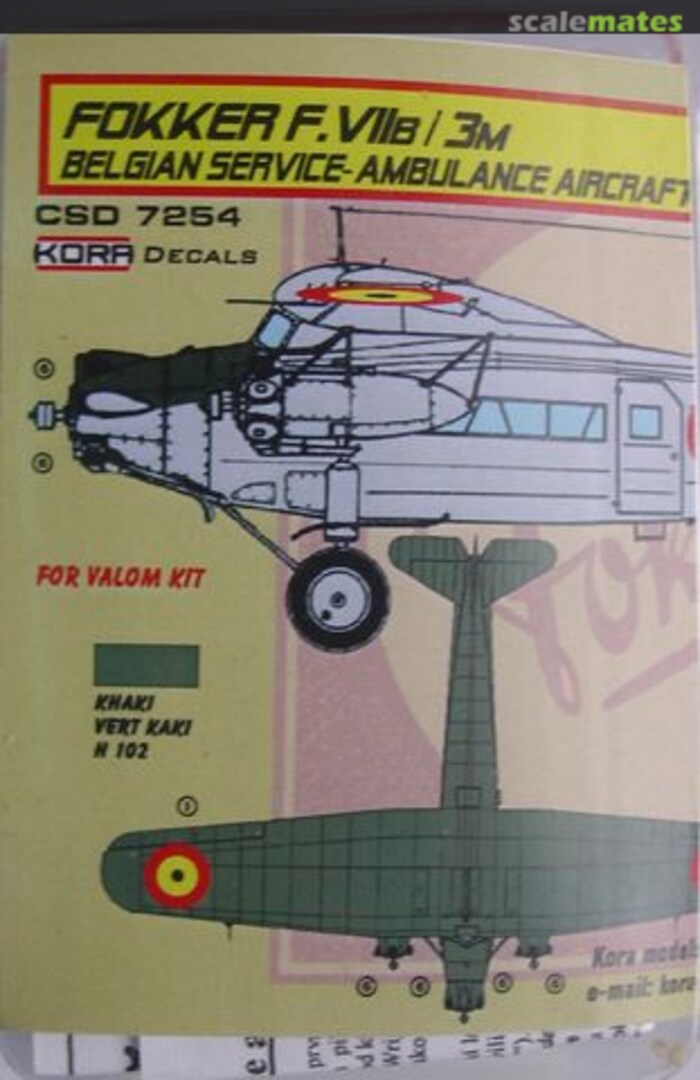 Boxart Fokker F.VIIb/3M CSD7254 Kora Models Boxart Fokker F.VIIb/3M CSD7254 Kora Models