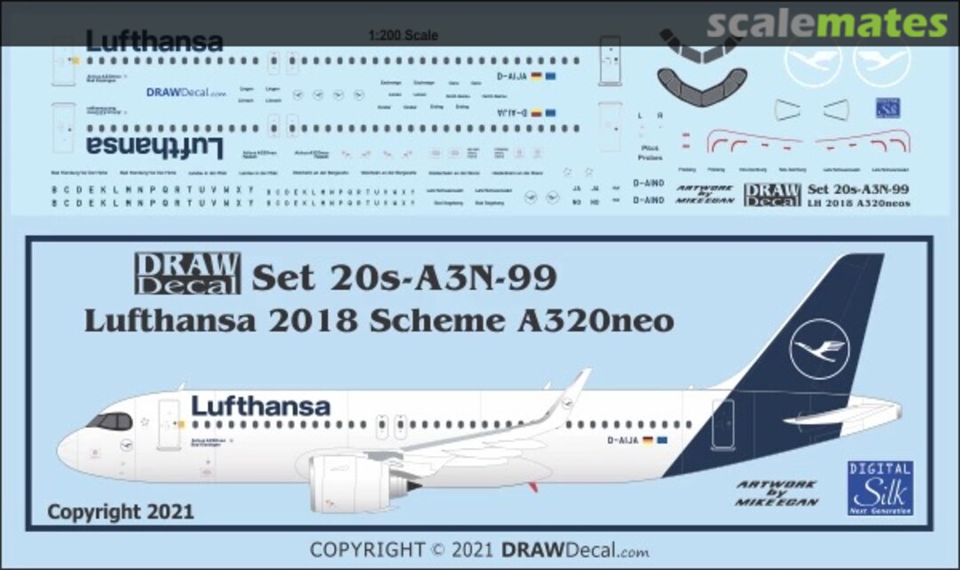 Boxart Lufthansa 2018 Scheme A320neo 20-A3N-99 Draw Decal