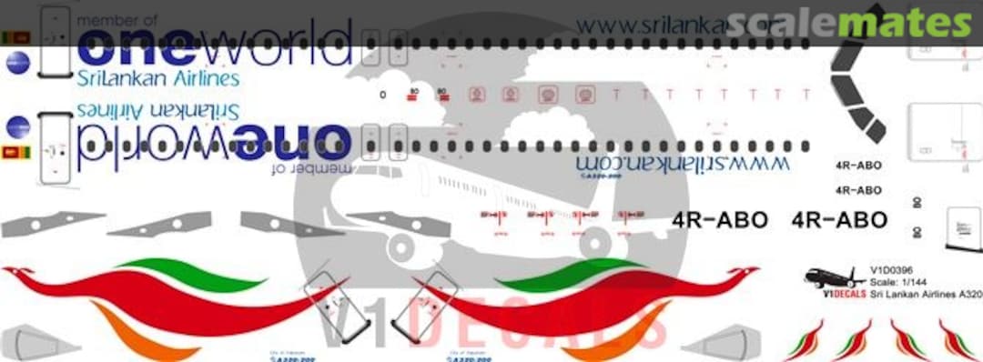 Boxart Sri Lankan Airlines Airbus A320 V1D0396-144 V1 Decals Boxart Sri Lankan Airlines Airbus A320 V1D0396-144 V1 Decals