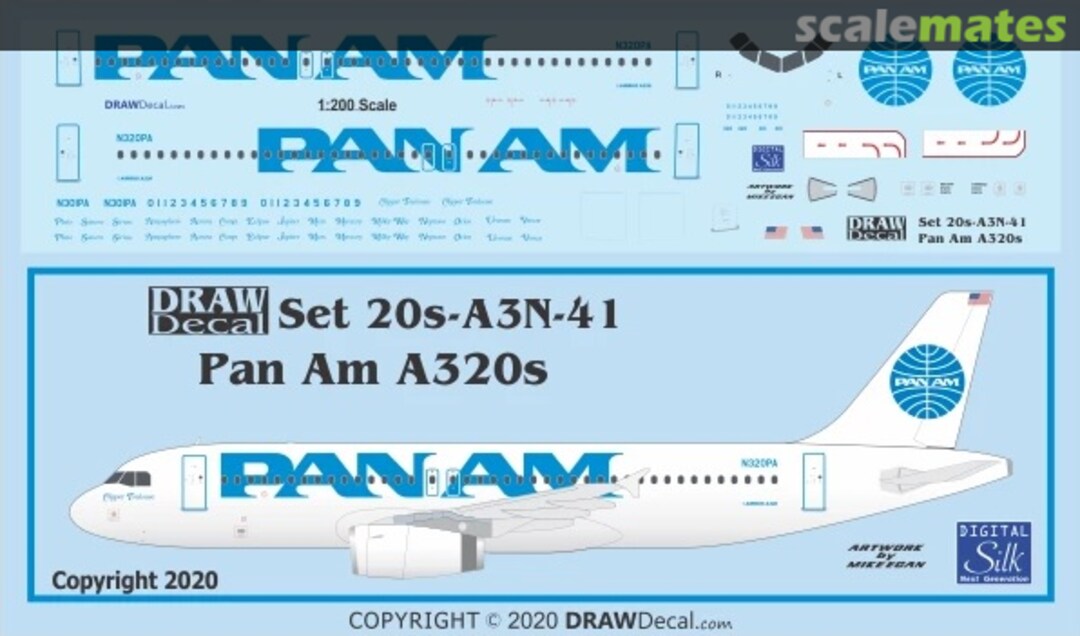 Boxart Pan Am A320s 20-A3N-41 Draw Decal Boxart Pan Am A320s 20-A3N-41 Draw Decal