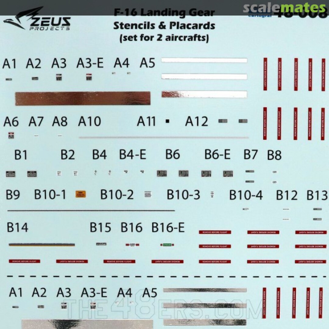 Boxart F-16 Landing Gear Stencils & Placards 48-008 Zeus Projects Boxart F-16 Landing Gear Stencils & Placards 48-008 Zeus Projects