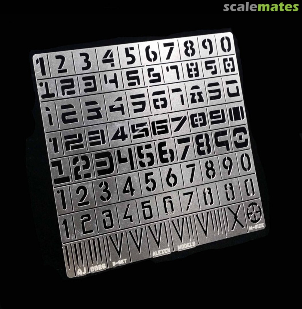 Boxart numbers airbrush stencil B FG-AJ0026 Alexen Model