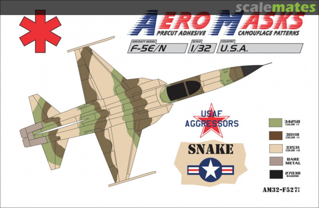 Boxart F-5E/N USA USAF Aggressors Snake AM32-F527 AeroMasks