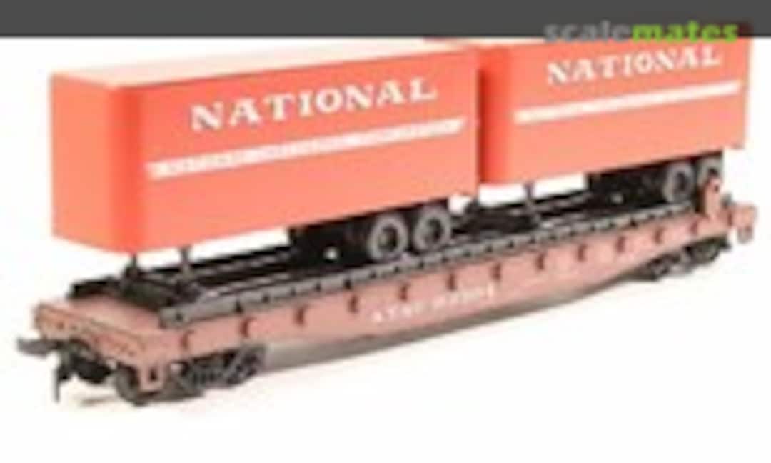 1:87 50' Flat Car with 2 National Vans (Athearn 1409)
