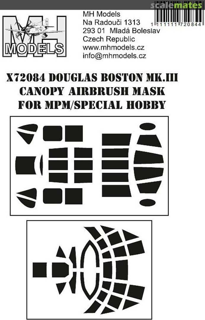 Boxart Douglas Boston Mk.III Canopy Airbrush Mask X72084 MH Models