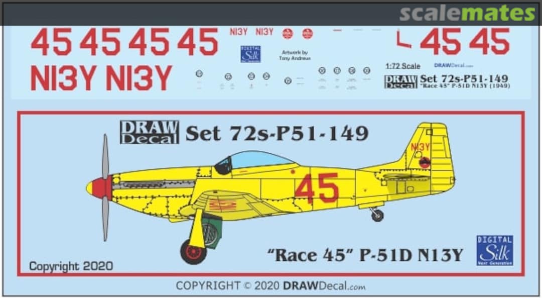 Boxart "Race 45" P-51D N13Y 72-P51-149 Draw Decal Boxart "Race 45" P-51D N13Y 72-P51-149 Draw Decal