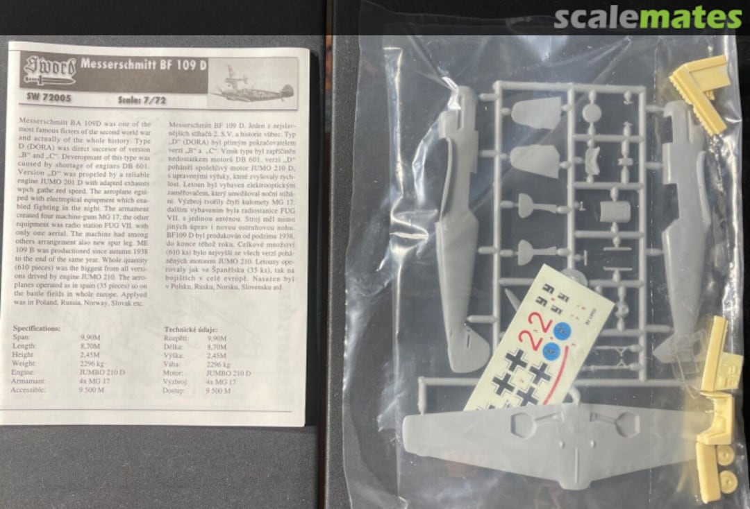 Contents Messerschmitt Bf 109D SW72005 Sword Contents Messerschmitt Bf 109D SW72005 Sword