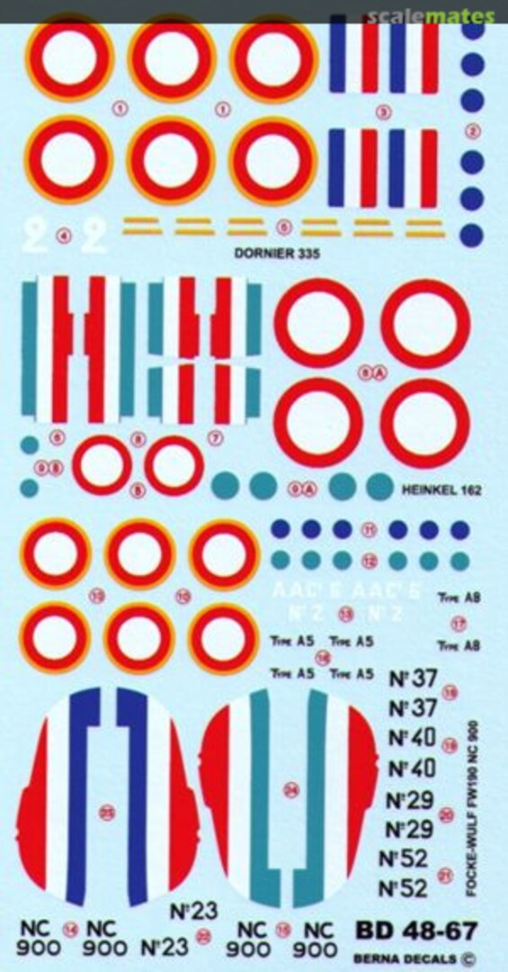 Boxart Dornier Do 335, Heinkel He 162 and Focke Wulf Fw 190 BD 48-67 Berna Decals Boxart Dornier Do 335, Heinkel He 162 and Focke Wulf Fw 190 BD 48-67 Berna Decals