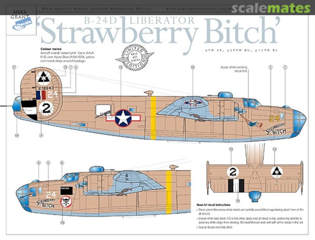 Boxart B-24D Liberator 'Strawberry Bitch' 48-019 Mike Grant Decals Boxart B-24D Liberator 'Strawberry Bitch' 48-019 Mike Grant Decals