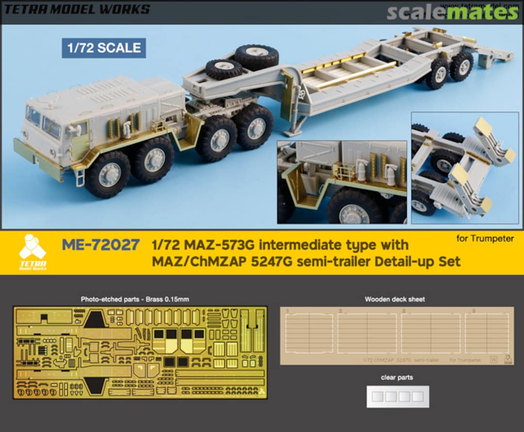 Boxart MAZ-537G intermediate type with MAZ/ChMZAP 5247G semi-trailer Detail-up Set ME-72027 Tetra Model Works Boxart MAZ-537G intermediate type with MAZ/ChMZAP 5247G semi-trailer Detail-up Set ME-72027 Tetra Model Works