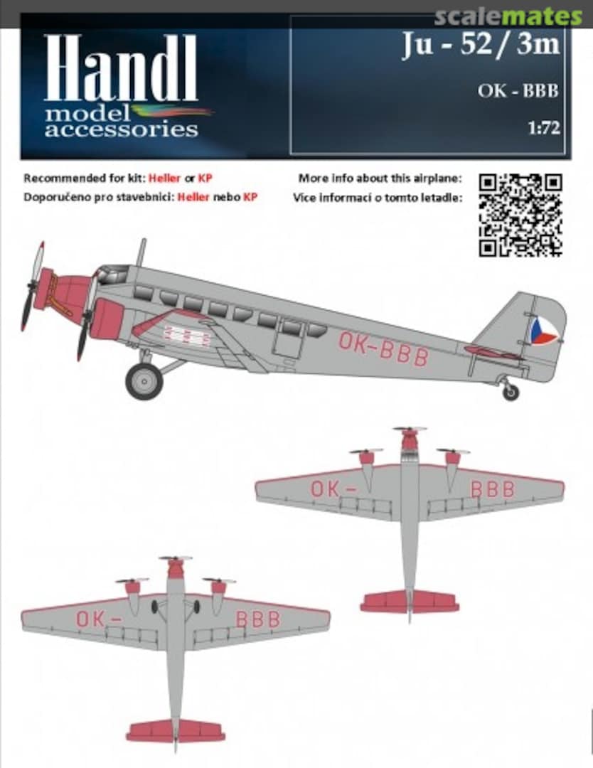 Boxart Ju-52 / 3m OK-BBB 058072 Handl Boxart Ju-52 / 3m OK-BBB 058072 Handl