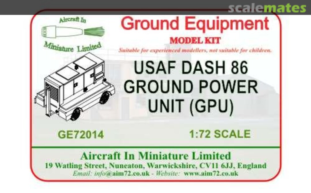 Boxart USAF Dash 86 USAF Ground Power Unit (GPU) GE72014 Aircraft In Miniature Ltd Boxart USAF Dash 86 USAF Ground Power Unit (GPU) GE72014 Aircraft In Miniature Ltd