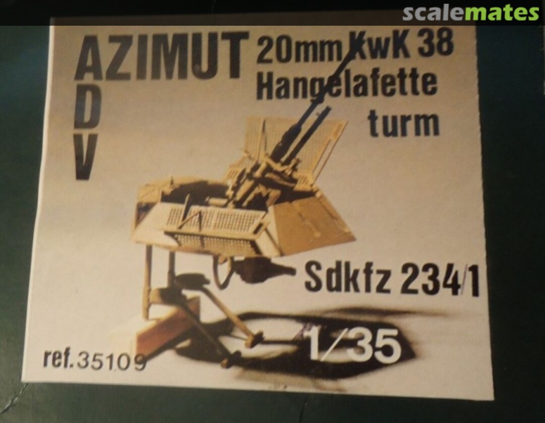 Boxart 20mm KwK 38 Hangelafette turm Sd.Kfz.234/1 35109 ADV Azimut Boxart 20mm KwK 38 Hangelafette turm Sd.Kfz.234/1 35109 ADV Azimut