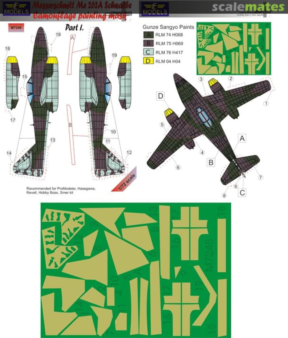 Boxart Messerschmitt Me 262A Schwalbe - Pt.1 Camouflage Painting Mask M7248 LF Models Boxart Messerschmitt Me 262A Schwalbe - Pt.1 Camouflage Painting Mask M7248 LF Models