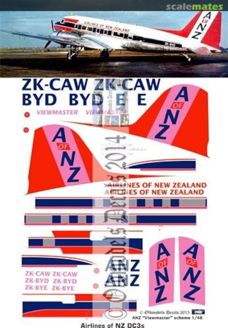 Boxart Airlines of NZ DC-3 OMD0868 Oldmodels Decals Boxart Airlines of NZ DC-3 OMD0868 Oldmodels Decals
