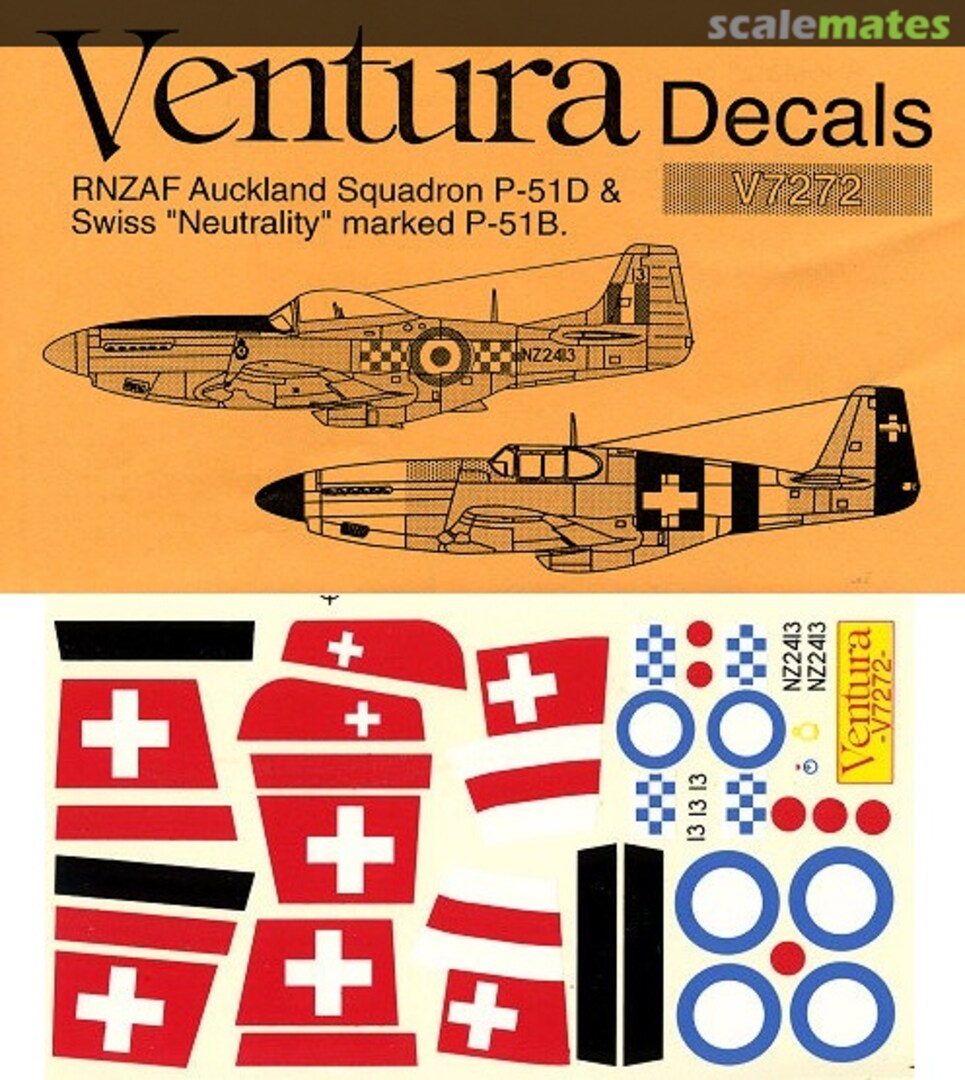 Boxart RNZAF Auckland Squadron P-51D & Swiss "Neutrality" marked P-51B V7272 Ventura Boxart RNZAF Auckland Squadron P-51D & Swiss "Neutrality" marked P-51B V7272 Ventura