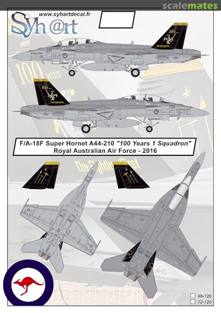 Boxart F/A-18F Super Hornet A44-210 "100 Years 1 Squadron" 72-120 Syhart Boxart F/A-18F Super Hornet A44-210 "100 Years 1 Squadron" 72-120 Syhart