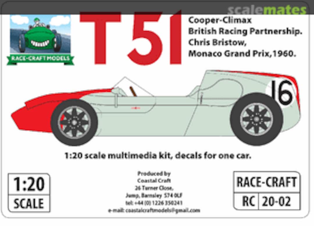 Boxart Cooper T51 -Chris Bristow Monaco GP 1960 RC 20-02 Race Craft Boxart Cooper T51 -Chris Bristow Monaco GP 1960 RC 20-02 Race Craft