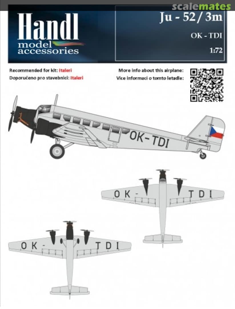 Boxart Ju-52 / 3m OK-TDI 066072 Handl Boxart Ju-52 / 3m OK-TDI 066072 Handl