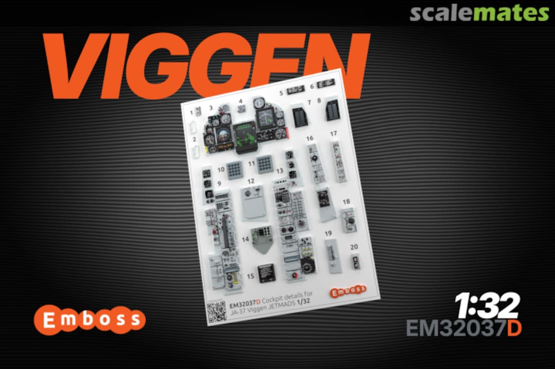 Boxart JA-37 Viggen interior 3D decals EM32037D Embase Boxart JA-37 Viggen interior 3D decals EM32037D Embase