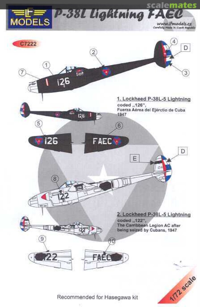 Boxart P-38L Lightning FAEC C7222 LF Models Boxart P-38L Lightning FAEC C7222 LF Models