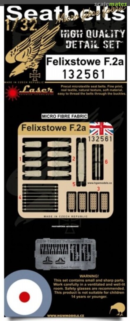 Boxart Felixstowe F.2a - Seat belts 132561 HGW Models Boxart Felixstowe F.2a - Seat belts 132561 HGW Models