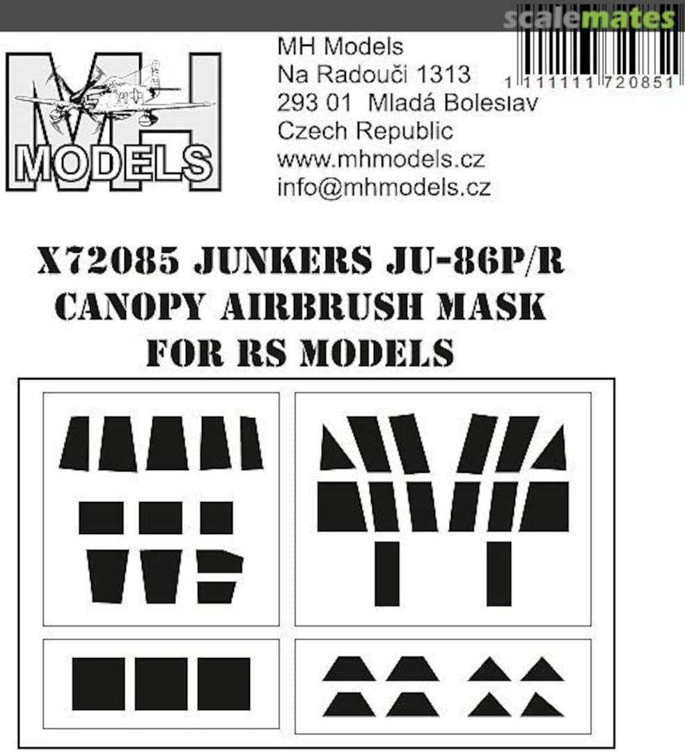 Boxart Junkers Ju-86P/R Canopy Airbrush Mask X72085 MH Models Boxart Junkers Ju-86P/R Canopy Airbrush Mask X72085 MH Models