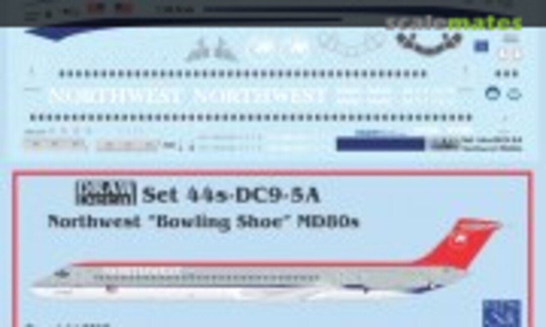 1:144 Northwest “Bowling Shoe” MD80s (Draw Decal 44-DC9-5A) 44-DC9-5A