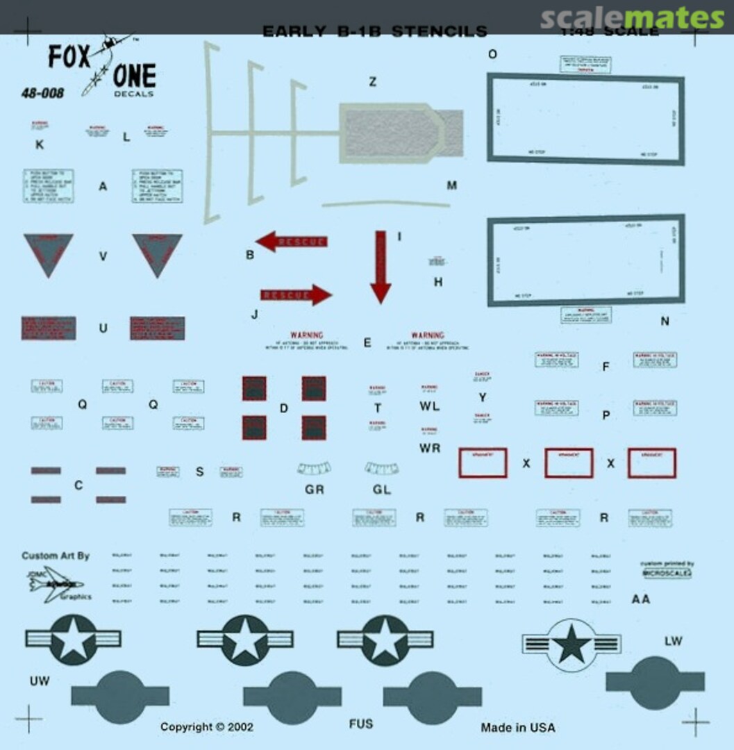 Boxart B-1B Lancer Stencils 48-008 Fox One Decals Boxart B-1B Lancer Stencils 48-008 Fox One Decals