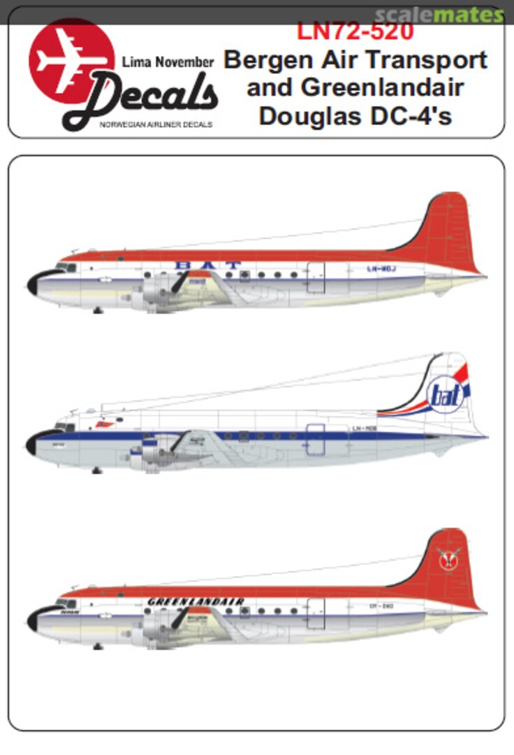 Boxart DC-4 LN72-520 Lima November Decals Boxart DC-4 LN72-520 Lima November Decals