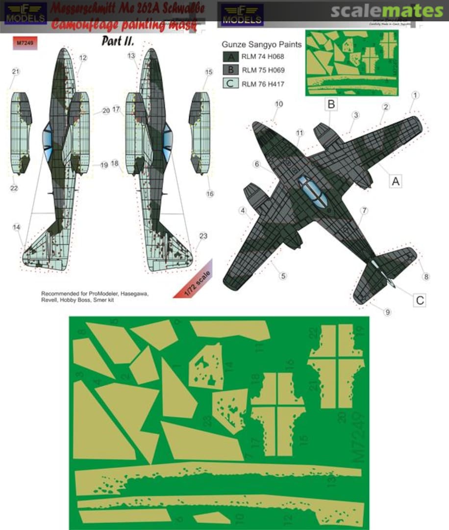 Boxart Messerschmitt Me 262A Schwalbe - Pt.2 Camouflage Painting Mask M7249 LF Models Boxart Messerschmitt Me 262A Schwalbe - Pt.2 Camouflage Painting Mask M7249 LF Models