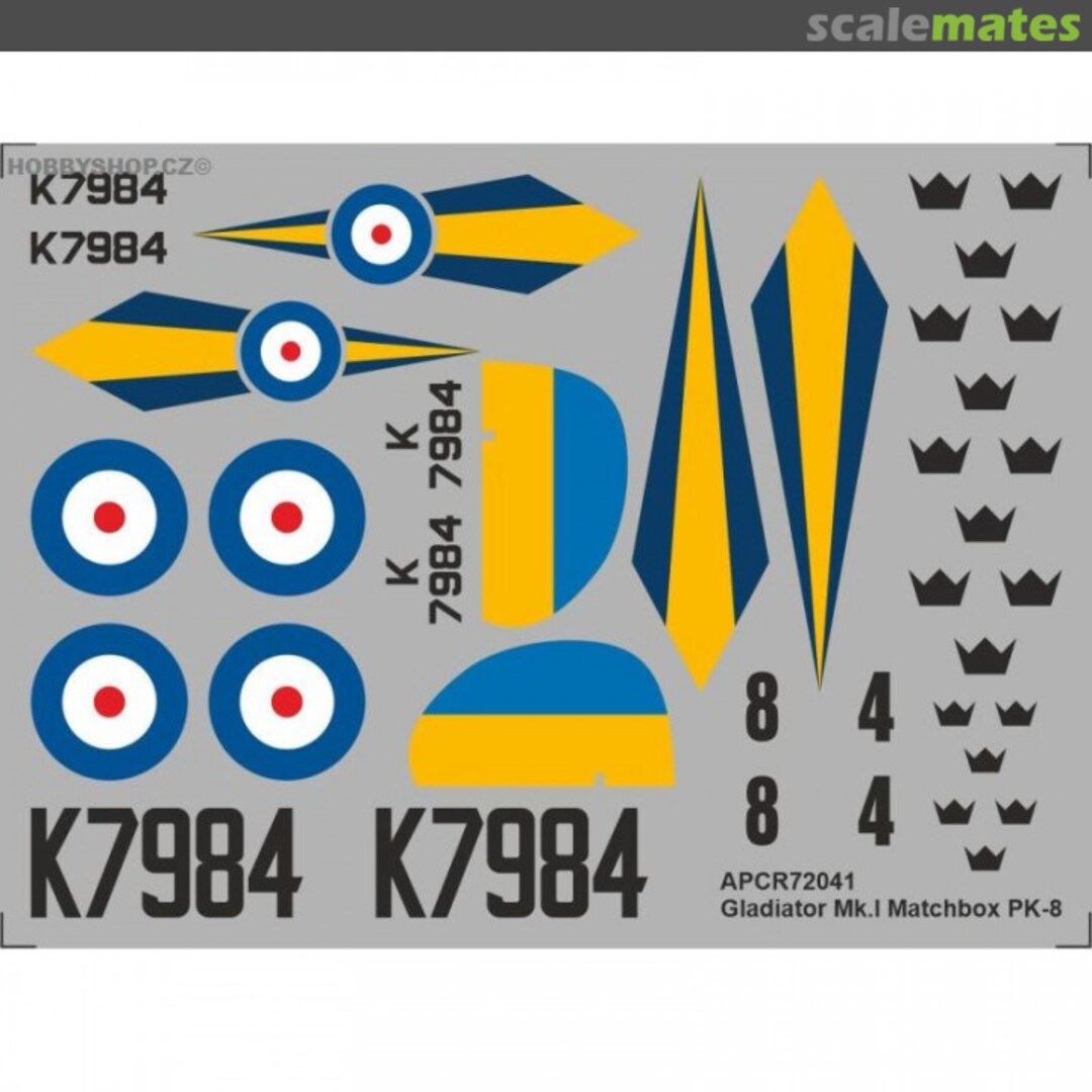 Boxart Gladiator Mk.I Matchbox PK-8 APCR72041 APC Decals Boxart Gladiator Mk.I Matchbox PK-8 APCR72041 APC Decals