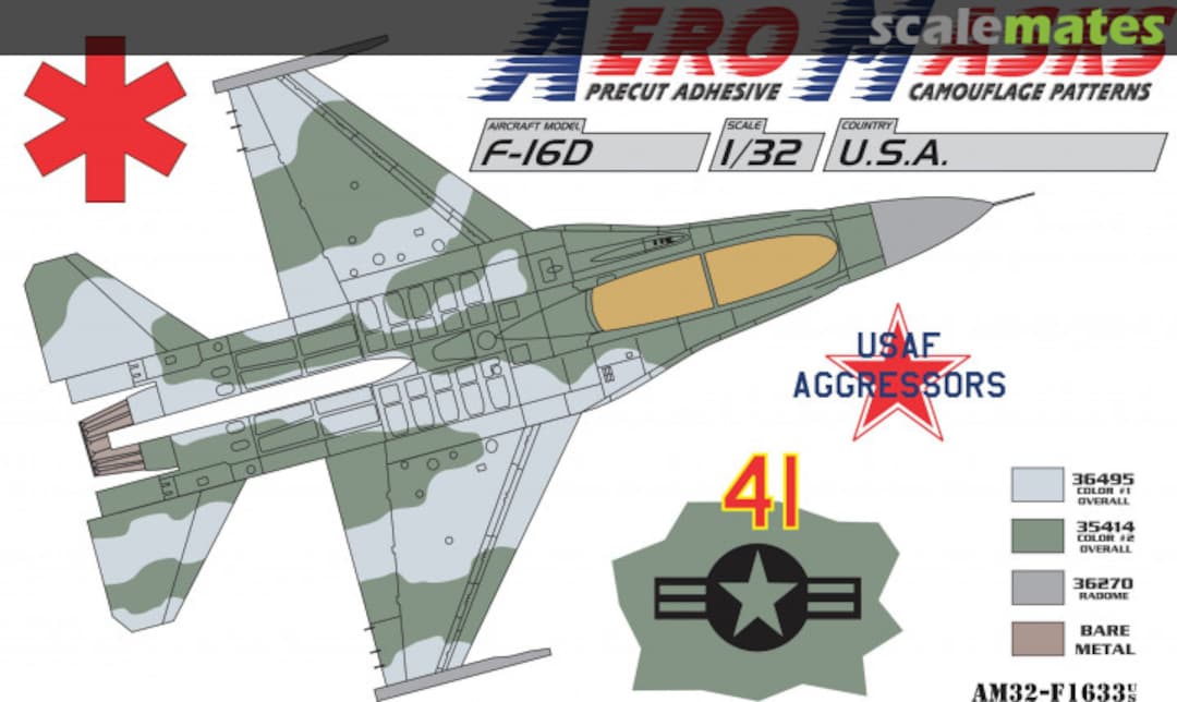 Boxart F-16D USA USAF Aggressors 41Red AM32-F1633 AeroMasks Boxart F-16D USA USAF Aggressors 41Red AM32-F1633 AeroMasks