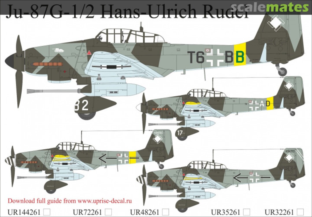 Boxart Ju-87G-1/2 Hans Ulrich Rudel with stencils, FFA (removable film) UR72261 UpRise Decal Boxart Ju-87G-1/2 Hans Ulrich Rudel with stencils, FFA (removable film) UR72261 UpRise Decal