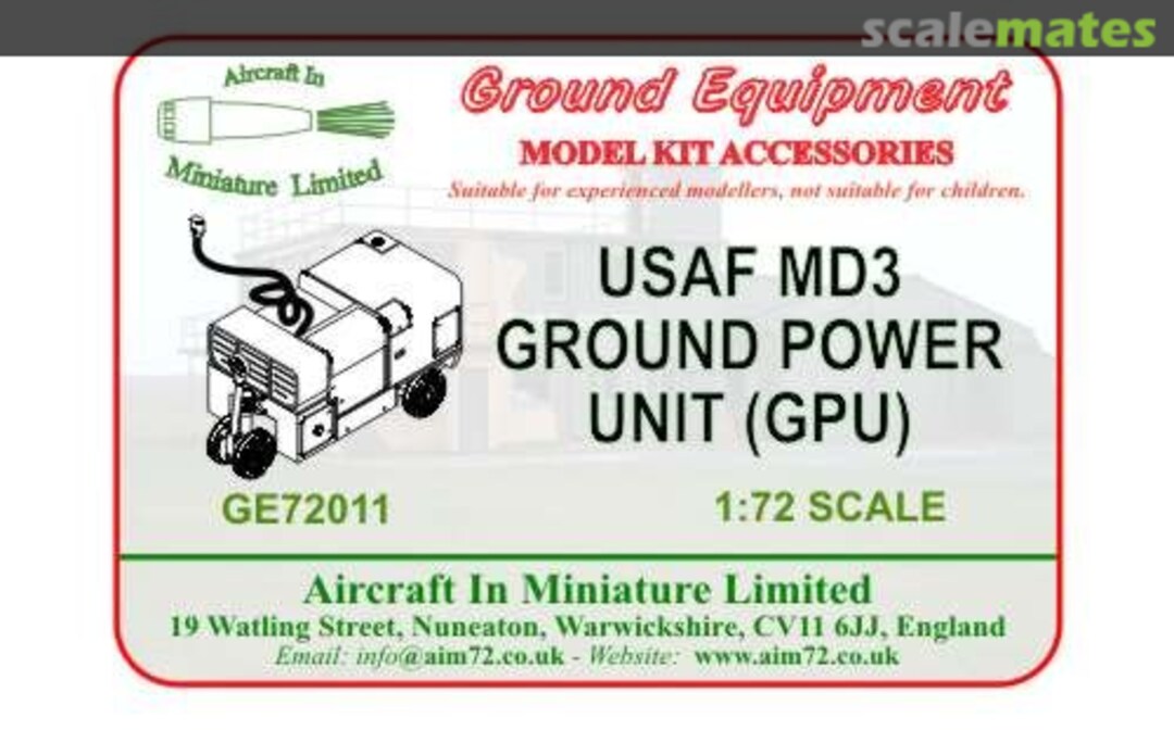Boxart USAF MD3 Ground Power Unit (GPU) GE72011 Aircraft In Miniature Ltd
