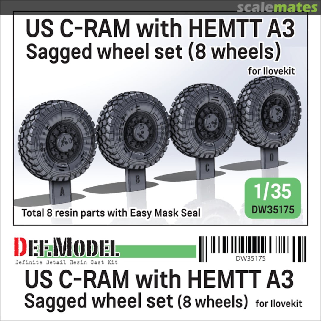 Boxart US C-RAM with HEMTT A3 Sagged wheel set - (8 wheels) DW35175 Def.Model Boxart US C-RAM with HEMTT A3 Sagged wheel set - (8 wheels) DW35175 Def.Model