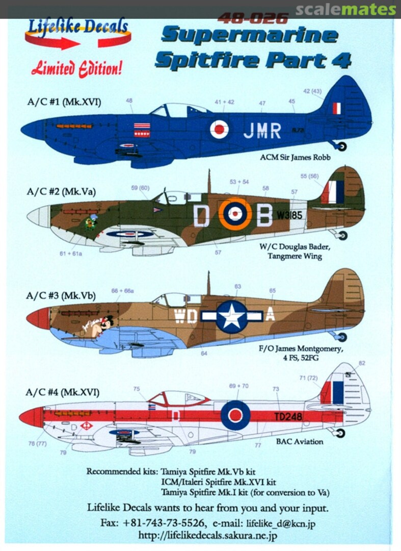 Boxart Supermarine Spitfire 48-026 Lifelike Decals
