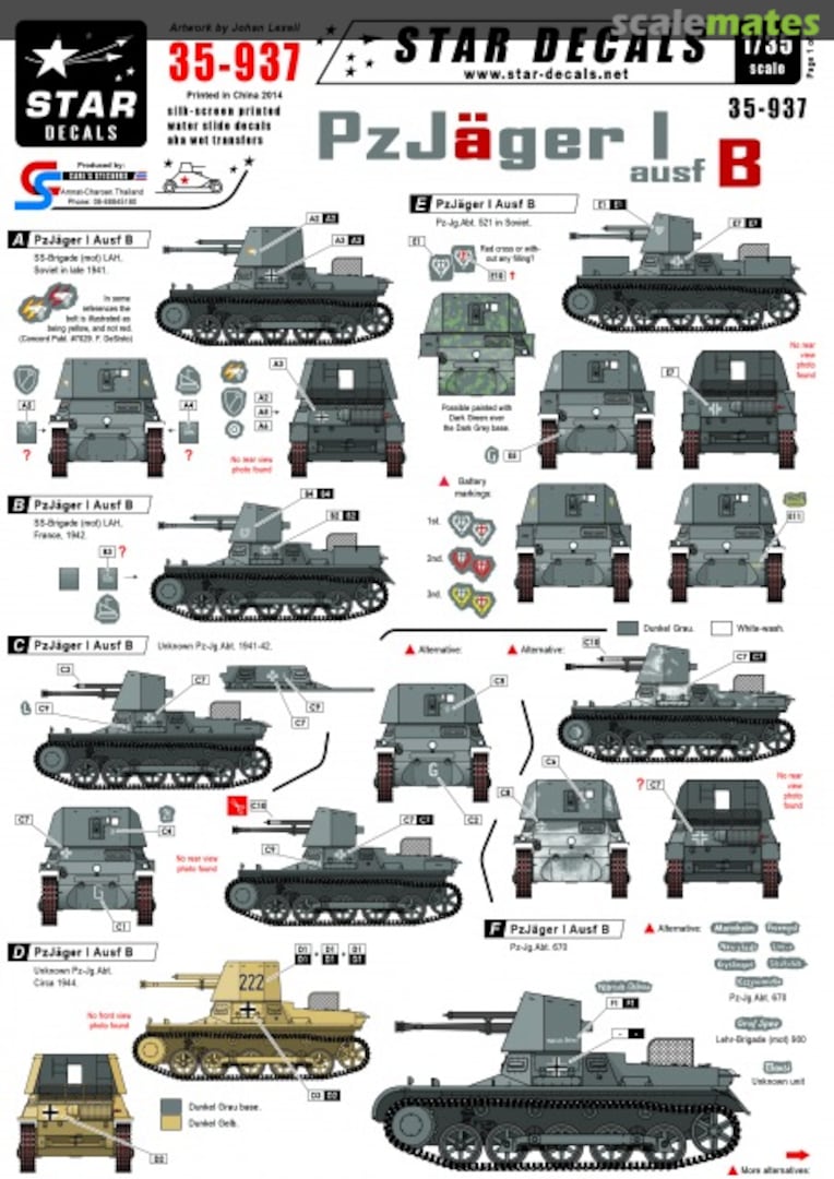 Boxart PzJäger I ausf B 35-937 Star Decals Boxart PzJäger I ausf B 35-937 Star Decals