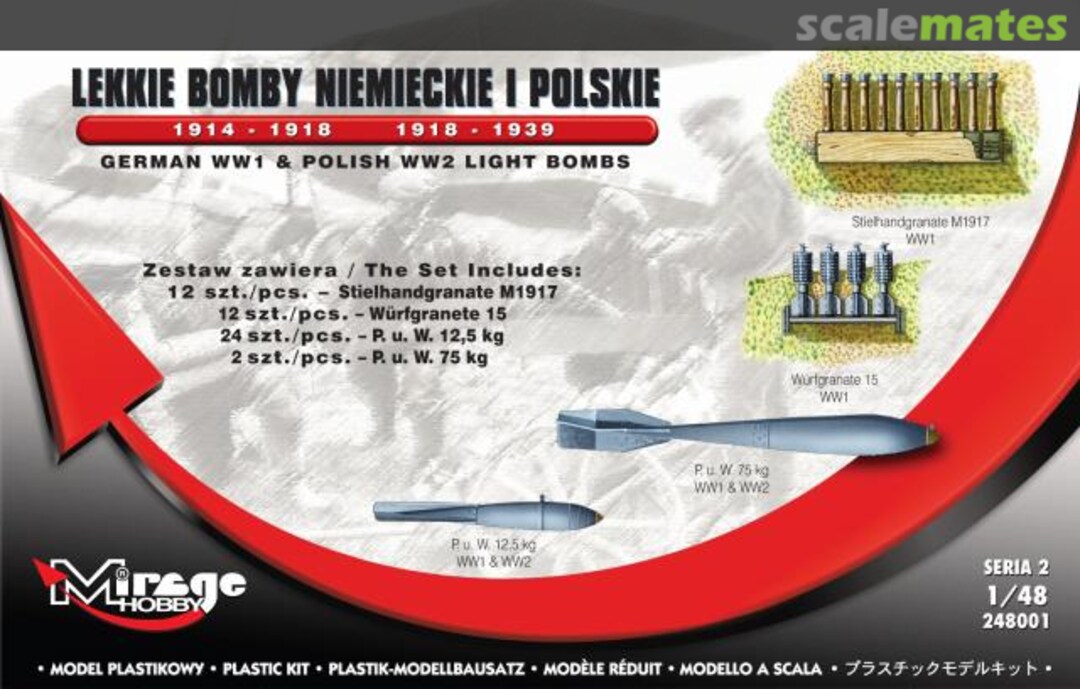 Boxart German WW1 & Polish WW2 light bombs 248001 Mirage Hobby Boxart German WW1 & Polish WW2 light bombs 248001 Mirage Hobby