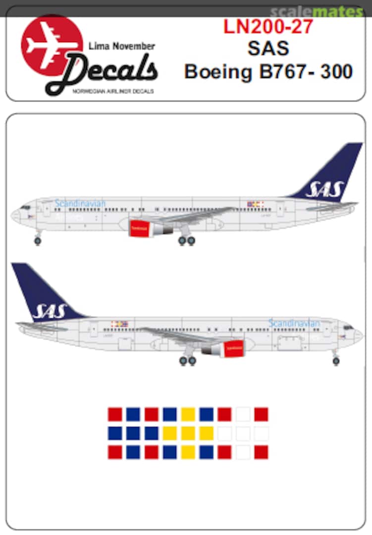 Boxart SAS Boeing 767-300 in the new colour scheme 2018 LN200-27 Lima November Decals Boxart SAS Boeing 767-300 in the new colour scheme 2018 LN200-27 Lima November Decals