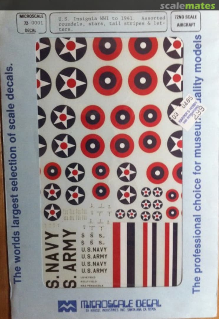 Boxart U.S. Insignia WWI to 1941 72-1 Microscale Boxart U.S. Insignia WWI to 1941 72-1 Microscale