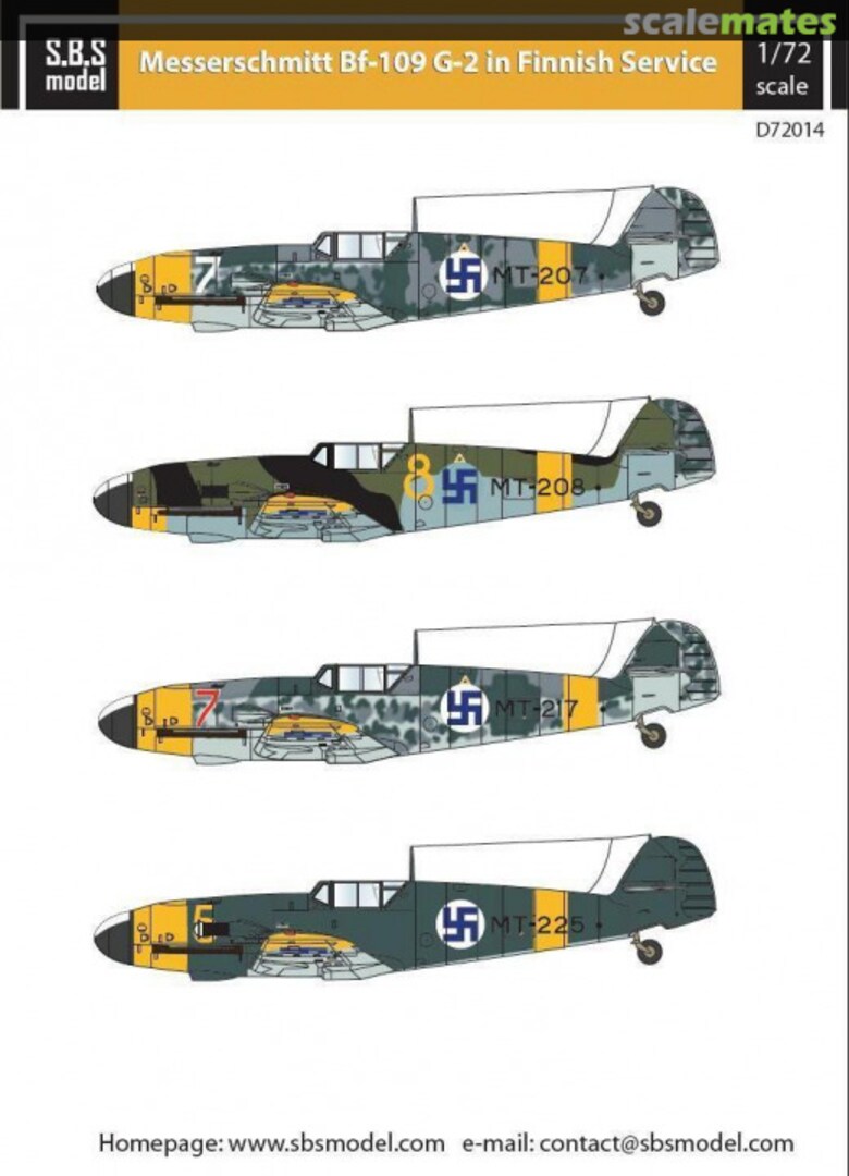Boxart Messerschmitt Bf-109G-2 in Finnish service D72014 SBS Model Boxart Messerschmitt Bf-109G-2 in Finnish service D72014 SBS Model