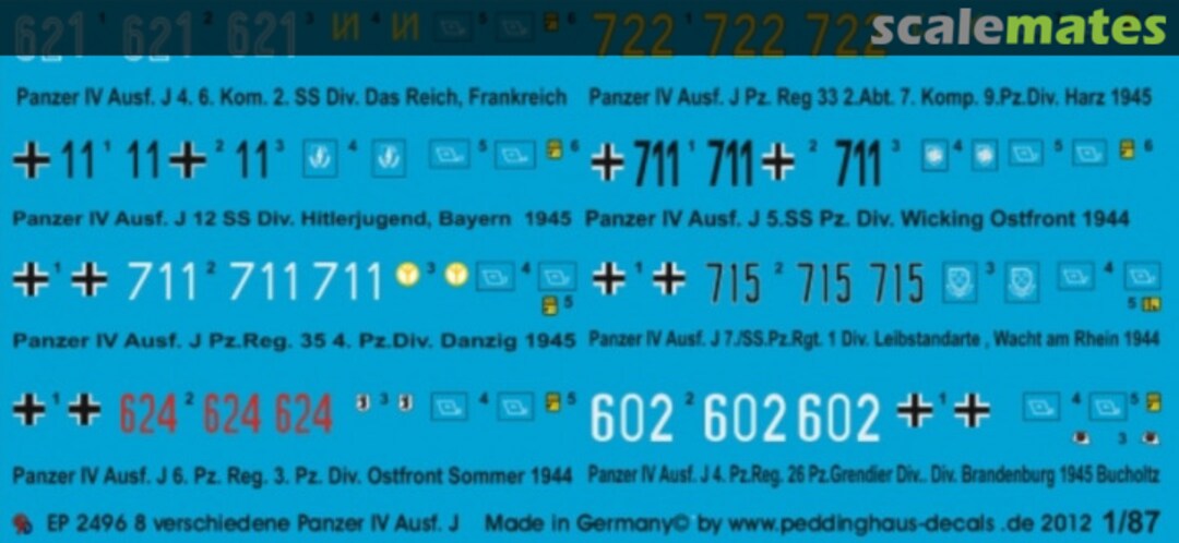 Boxart 8 verschiedene Panzer IV Ausf. J 1944-1945 EP 2496 Peddinghaus-Decals Boxart 8 verschiedene Panzer IV Ausf. J 1944-1945 EP 2496 Peddinghaus-Decals