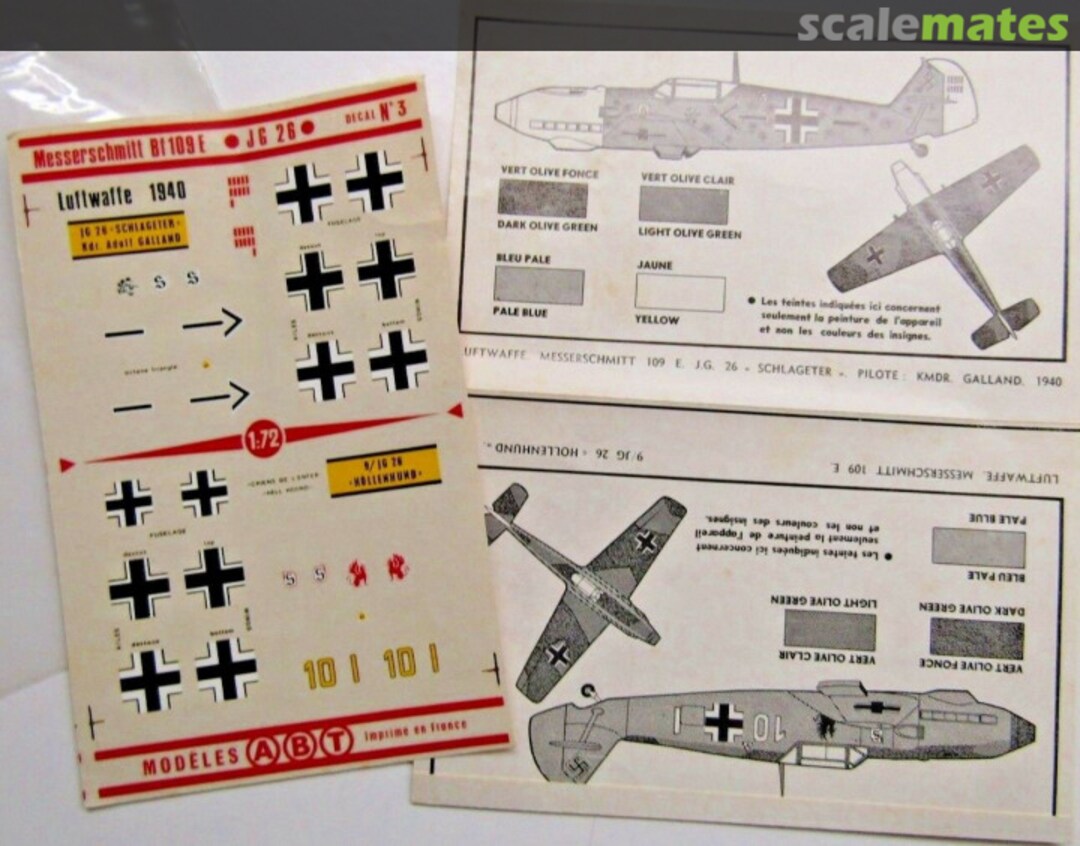 Boxart Messerschmitt Bf 109E: JG 26 3 ABT Decals Boxart Messerschmitt Bf 109E: JG 26 3 ABT Decals