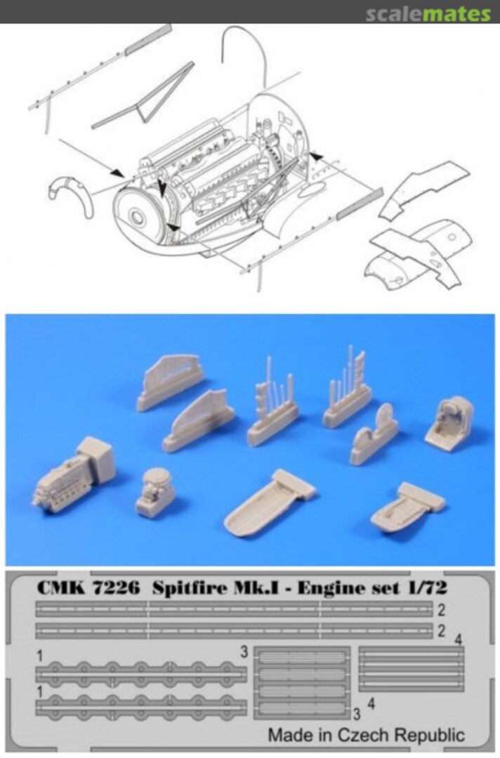 Boxart Spitfire Mk.I engine set 7226 CMK Boxart Spitfire Mk.I engine set 7226 CMK