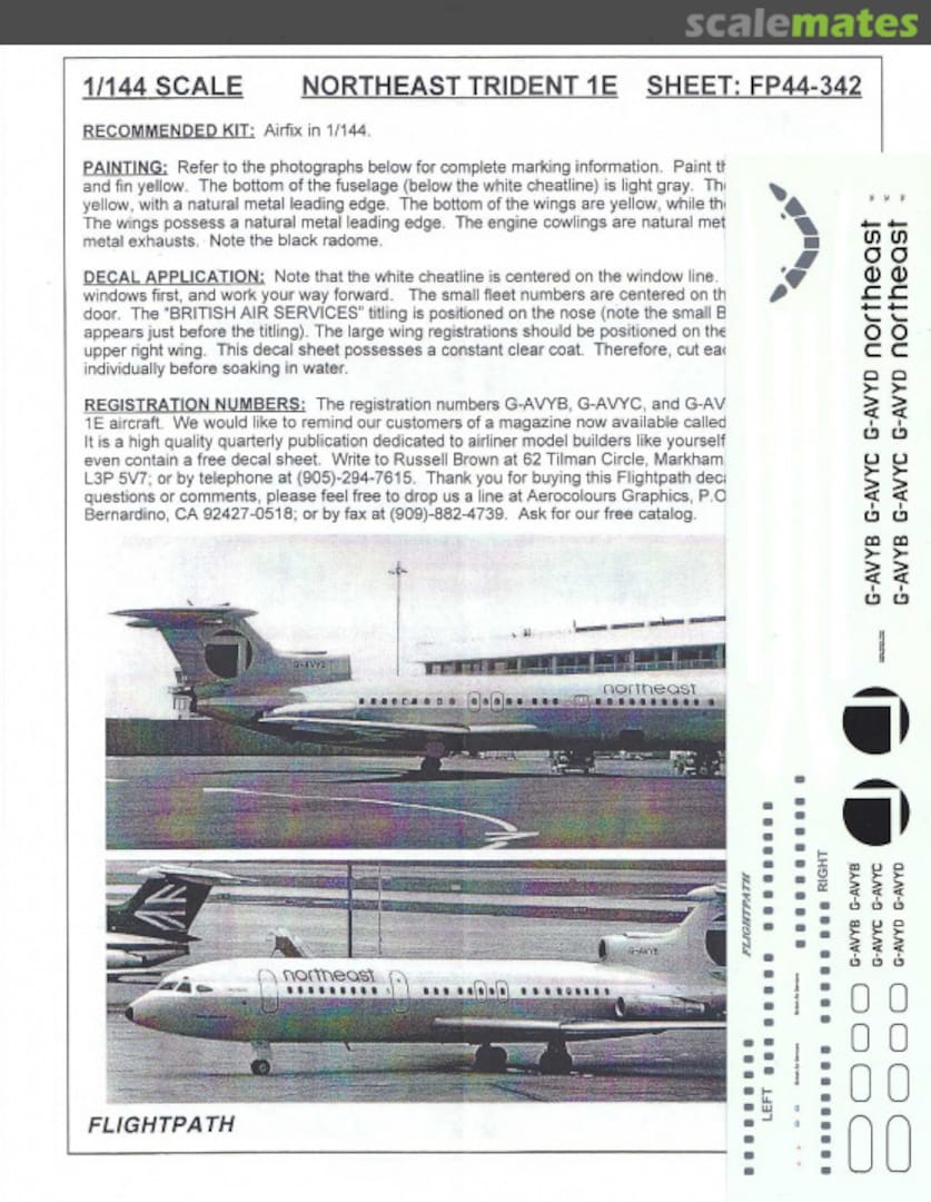 Boxart Northeast Trident 1E FP44-342 Flightpath Decals Boxart Northeast Trident 1E FP44-342 Flightpath Decals